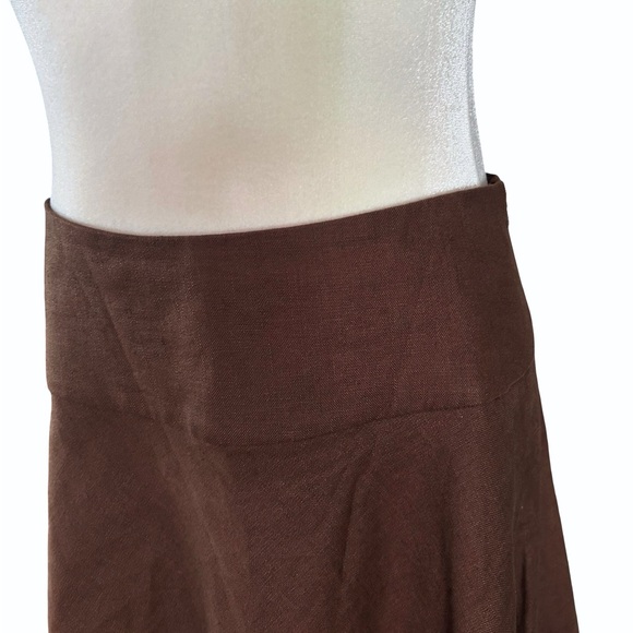 Vintage LRL 100% Linen Dark Brown A-Line Midi Skirt Lined – Fits Like 6/8 - Picture 5 of 12